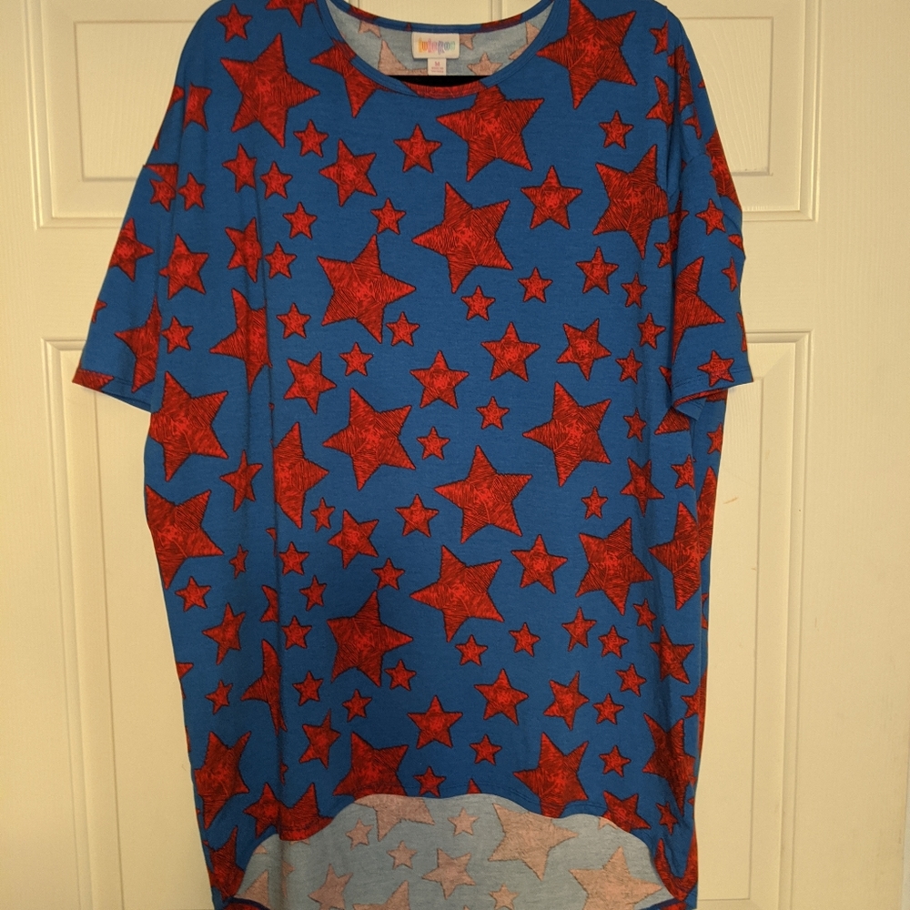 LLR blue with red stars top in size M
